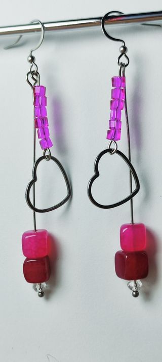 Pendientes de ágata fisurada fuchsia el curazon