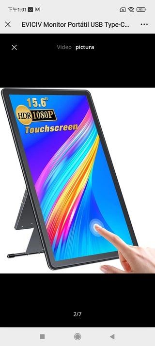 EVICIV Monitor Portátil USB Type-C de 15,6 Pulgada