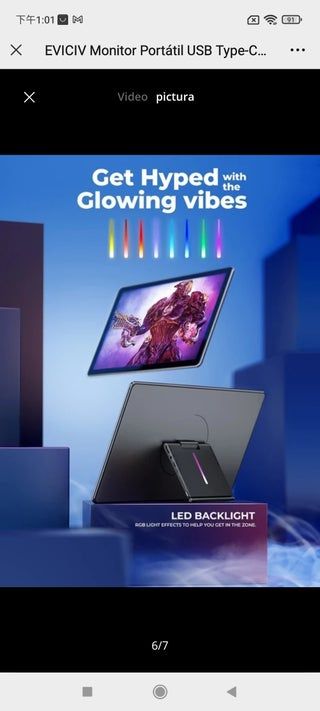 EVICIV Monitor Portátil USB Type-C de 15,6 Pulgada