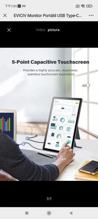 EVICIV Monitor Portátil USB Type-C de 15,6 Pulgada