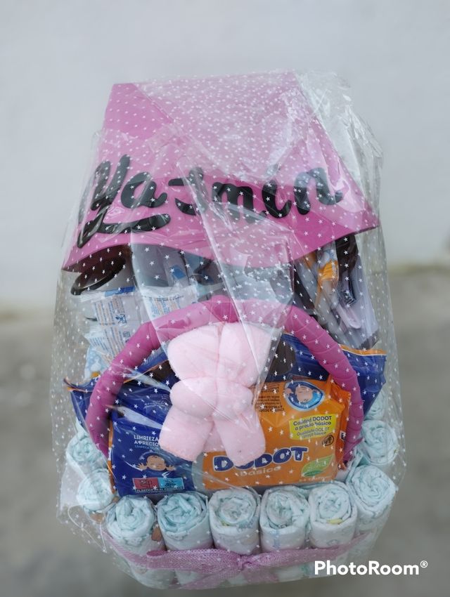 🧸Tarta de pañales diseño cochecito🧸 *