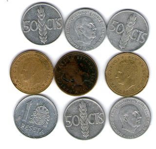 50 Céntimos, 1 peseta.