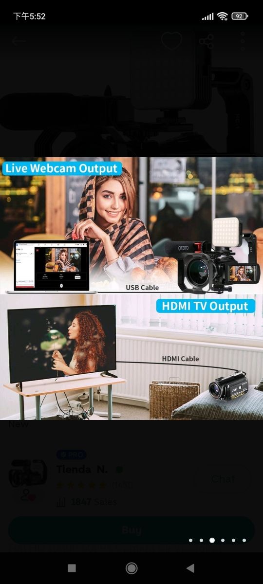 ORDRO 4K Cámara de Video Videocámara Full HD 1080P