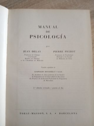 Manual de Psicología editorial Toray-masson