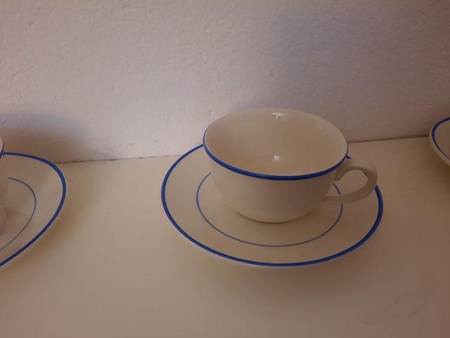 Juego 4 tazas de cafe color azul vintage