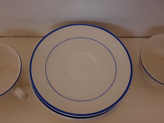 Juego 4 tazas de cafe color azul vintage