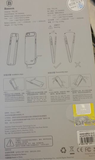 cargador paraIPhone 7 Plus bateria Baséus 3650 mAh