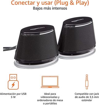 Amazon Basics - Altavoces de ordenador alimentados
