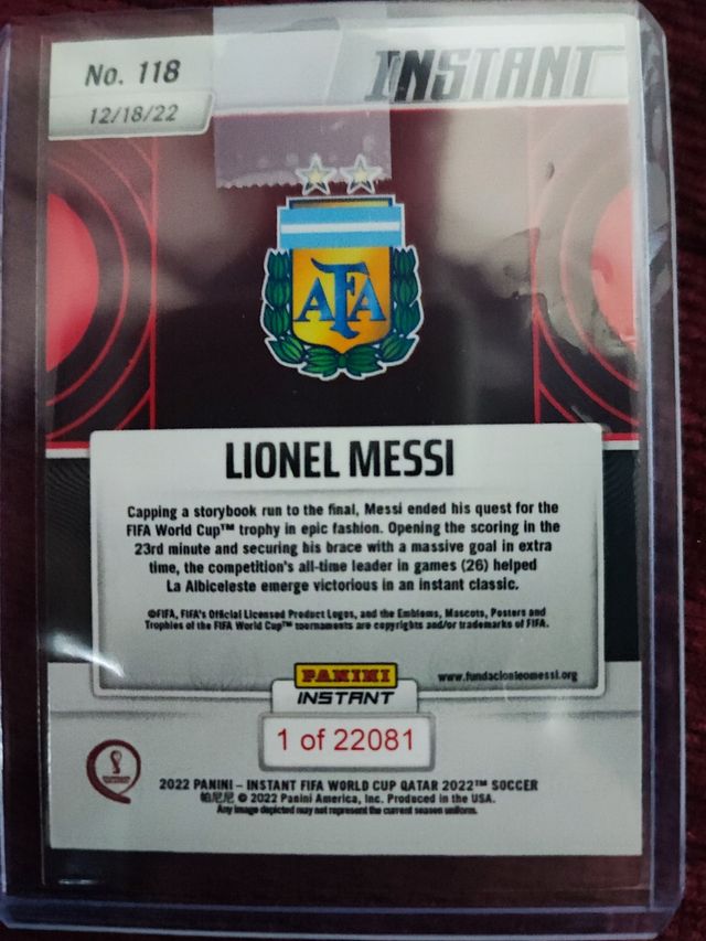 colección 4 cromos cards Messi instant qatar 2022 