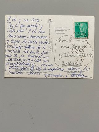 Postal antigua con sello de Franco de Villanua