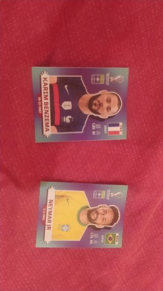 Cromo mundial Qatar Benzema y Neymar 