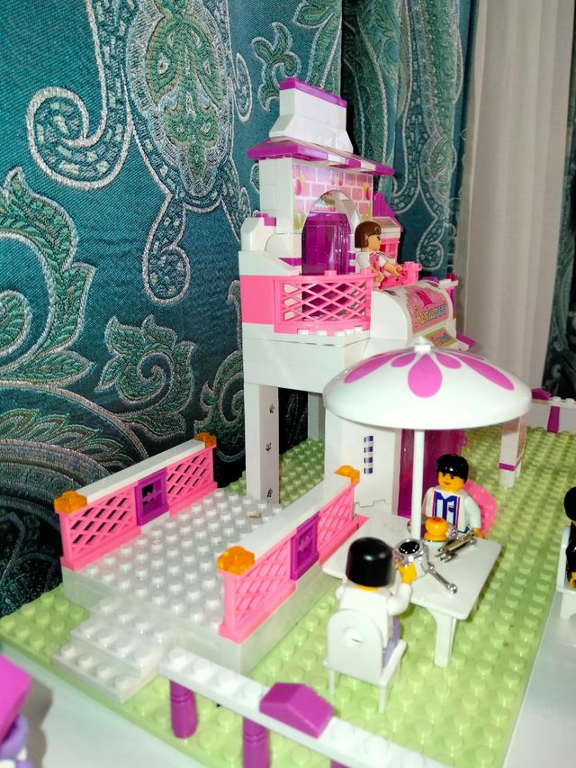 Restaurante con furgon food truck lego compatible