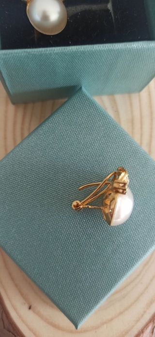 Pendientes goldfilled, perla y zirconitas