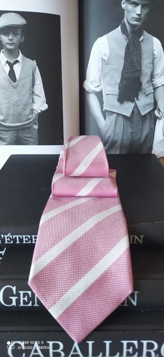 Corbata Seda Natural Richel Rayas Rosa 
