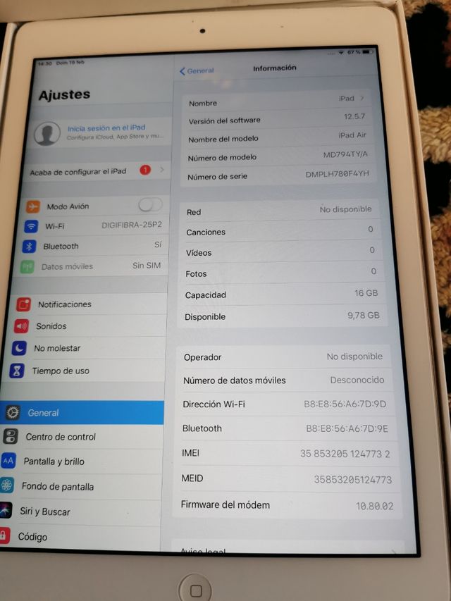 Ipad Air 1 con 16gb y tarjeta sim