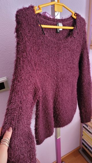 Jersey peludo H&M divided morado oscuro