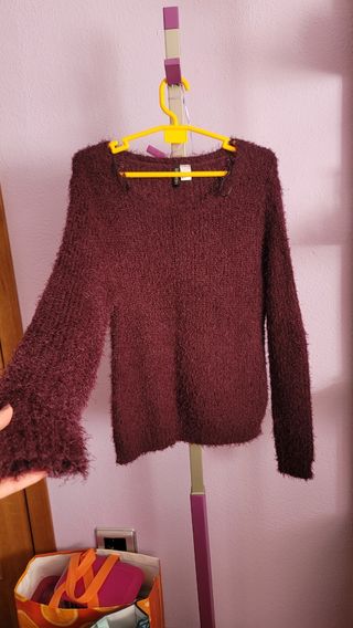 Jersey peludo H&M divided morado oscuro