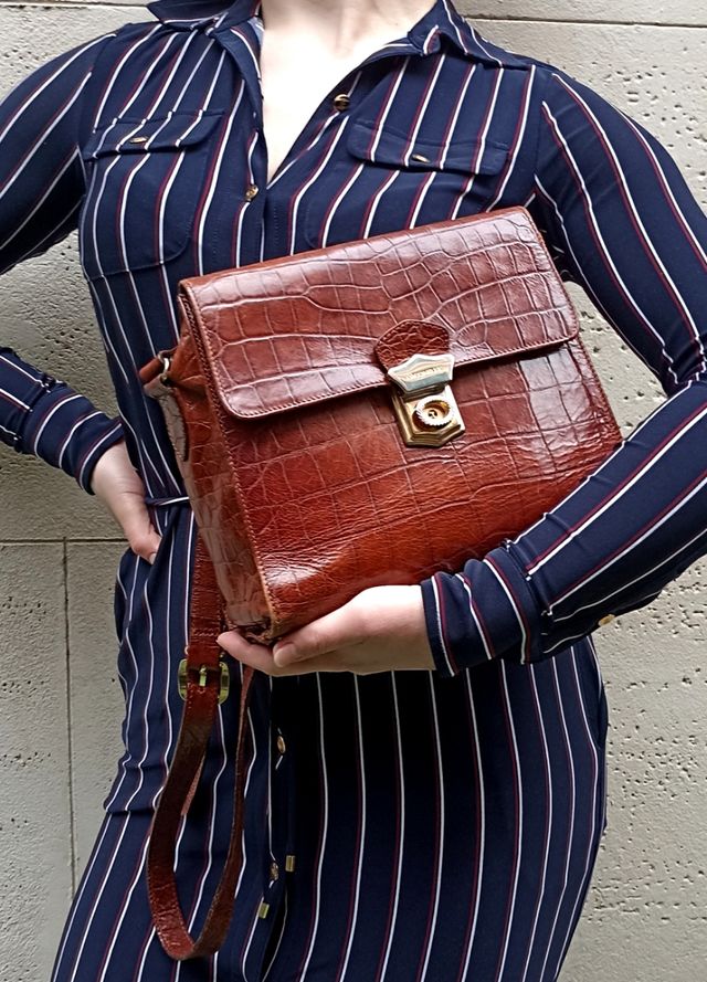 coccodrillo vera pelle borsa da collezione vintage