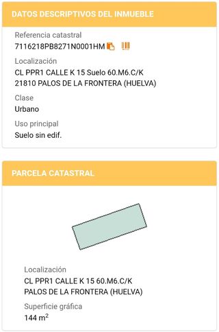 Terreno urbano Palos de Frontera. (Huelva)