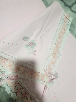 sabanas bordadas de cama matrimonio 1,35