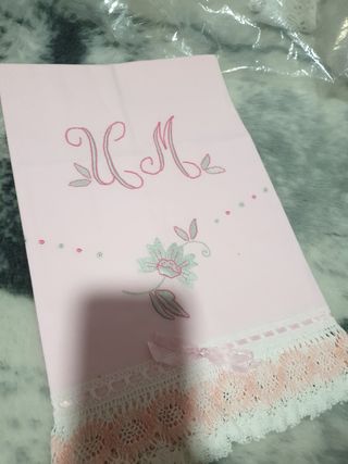 sabanas bordadas de cama matrimonio 1,35