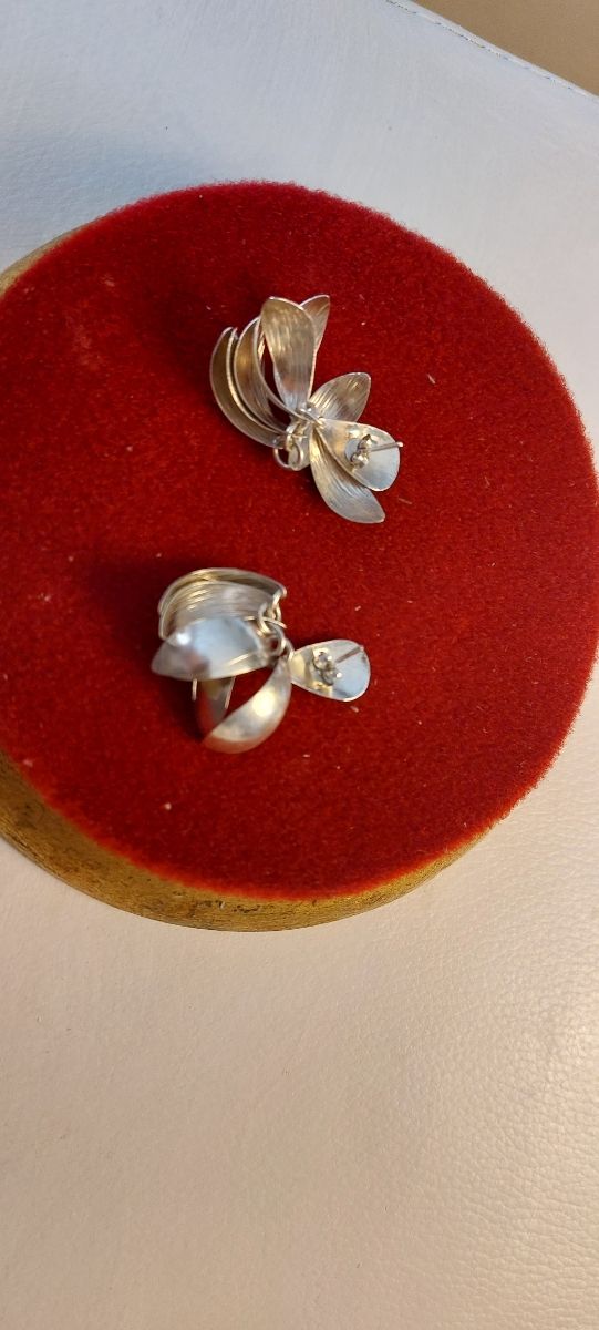 Pendientes fiesta  FLOR de plata