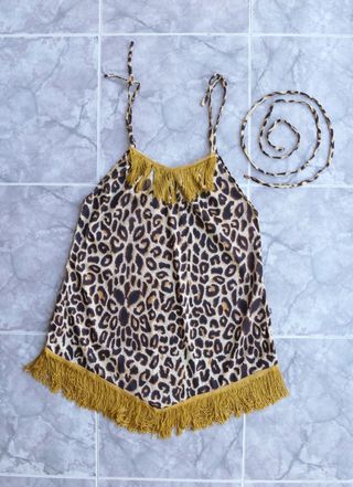 Camisón leopardo con flecos