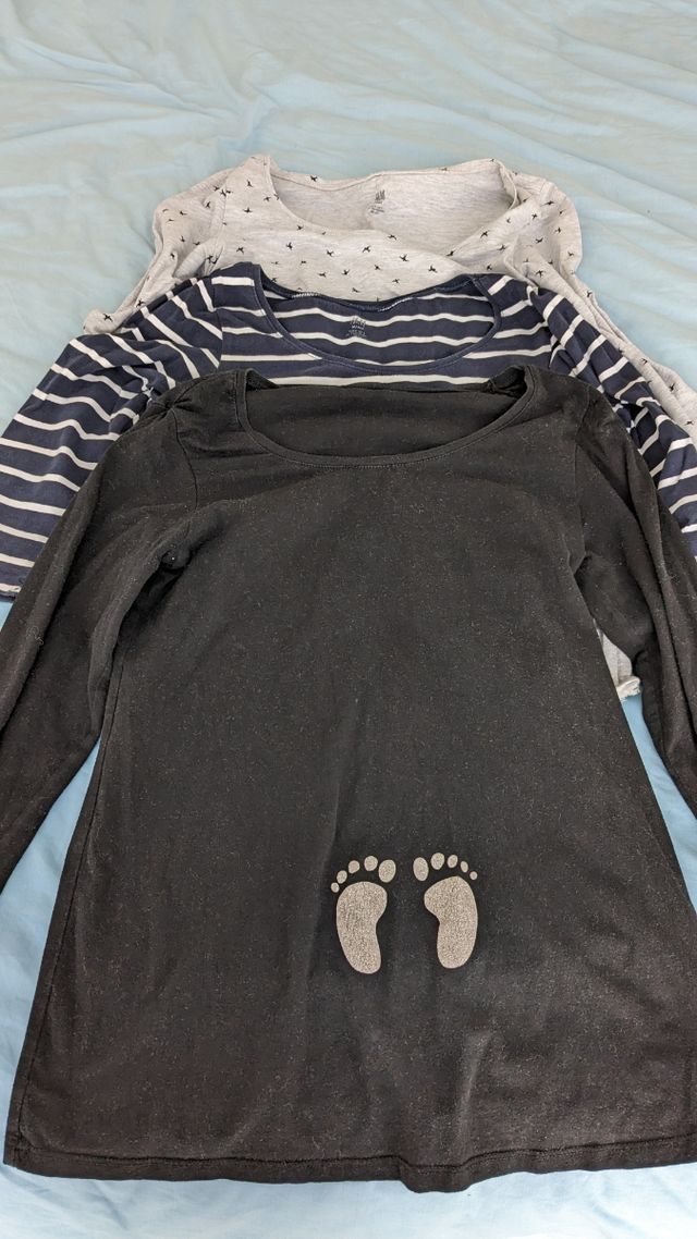 Pack 3 camisetas embarazada H&M y Kiabi