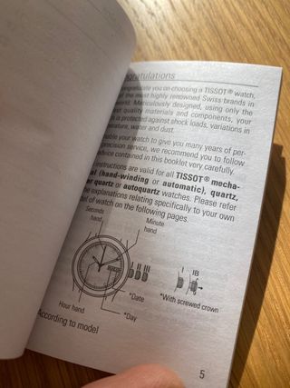 Manual instrucciones Tissot
