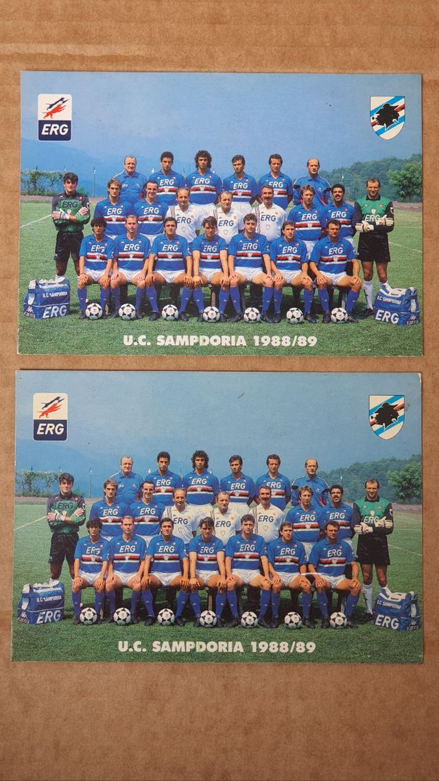 Sampdoria 2 cartoline originali 1988-9.Nuove.