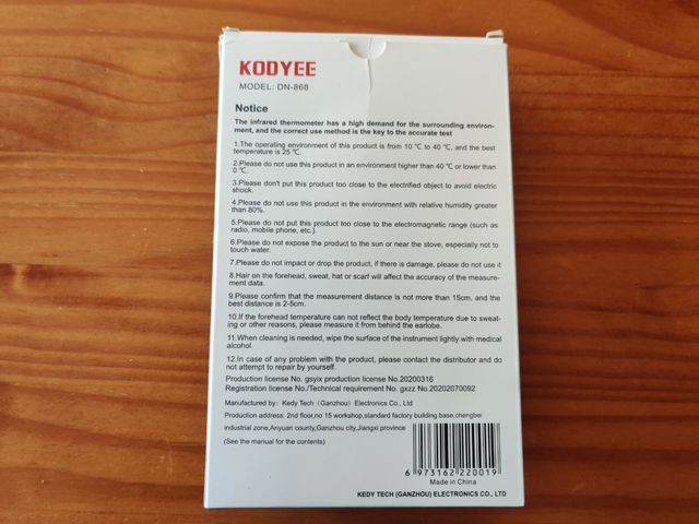 Termómetro digital de infrarrojos 