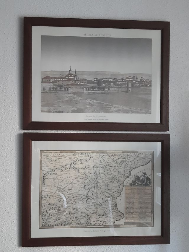Dos cuadros láminas de Alcalá de Henares 