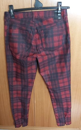Pantalón tela escocesa mujer