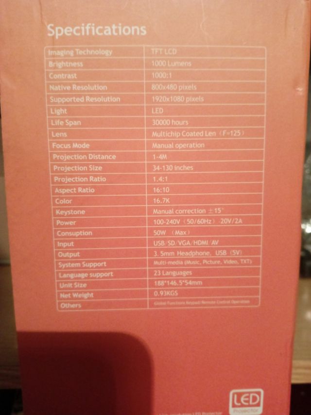 Proyector 1000 lumenes