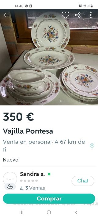 Vajilla Pontesa Completa. Sin uso