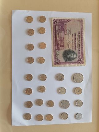  lote monedas y billetes antiguos españolas 