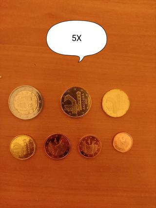 5 x serie Andorra 2022 1 cent-2€ (sin 1€)