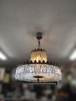 Lámpara salón cristal roca 2 niveles😍✨👌