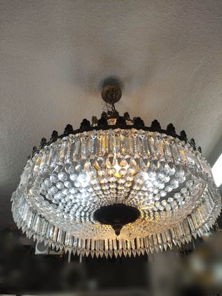 Lámpara salón cristal roca 2 niveles😍✨👌