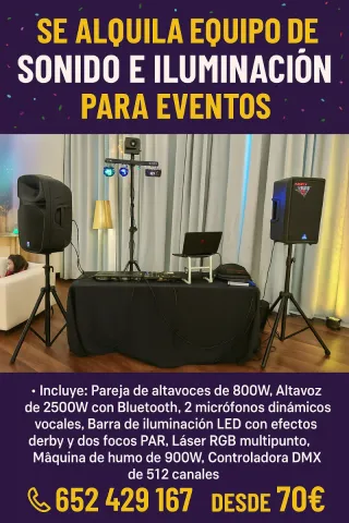 Alquilo Equipo Sonido e Iluminación CON O SIN DJ