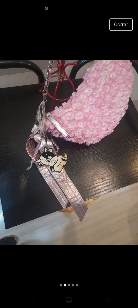 bolso rosa con flores