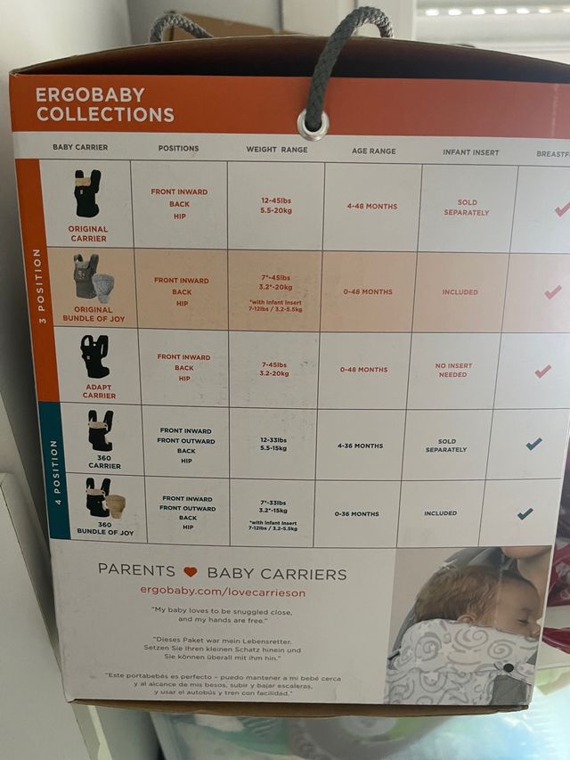 ergobaby comfort original bundle of joy