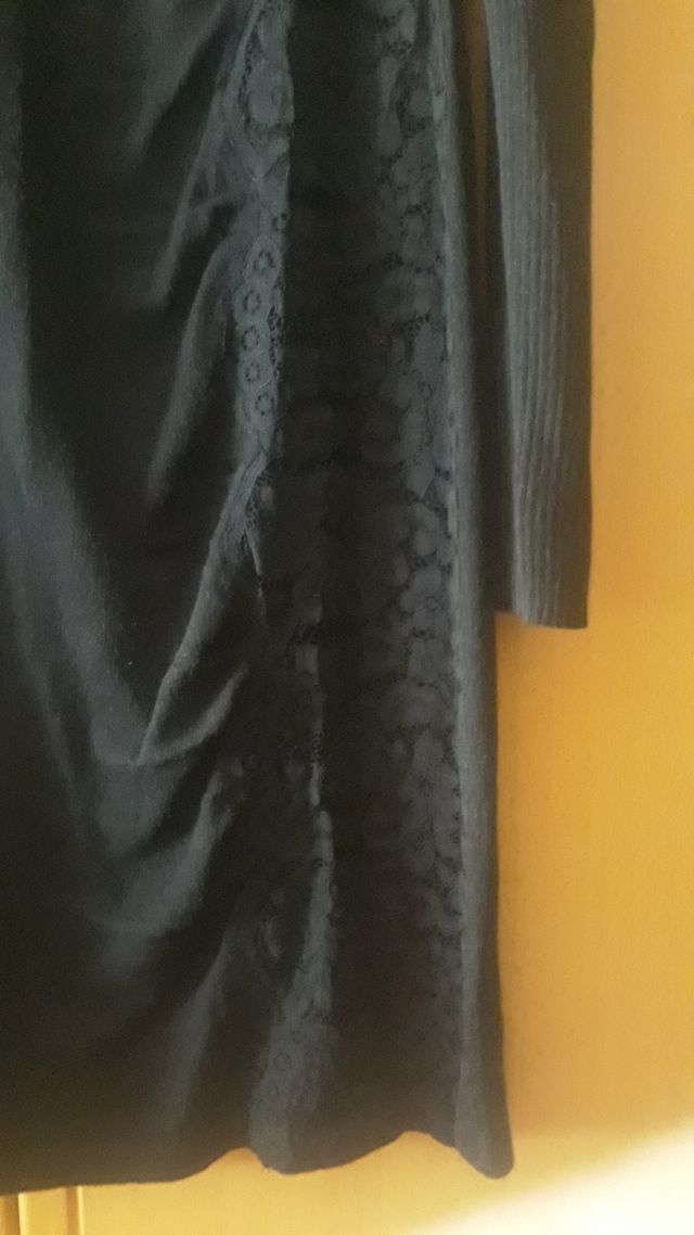vestido negro punto con puntilla talla L