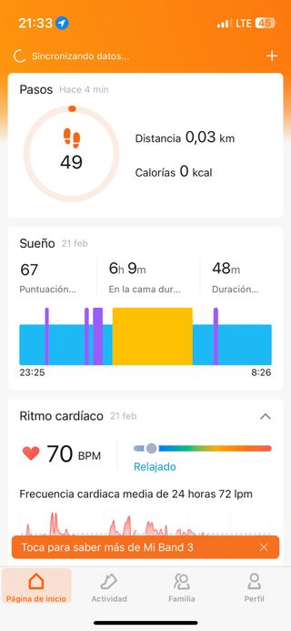 Xiaomi Mi band 3, sumergible 50m.