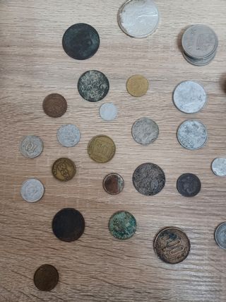 monedas pesetas, duros,  etc