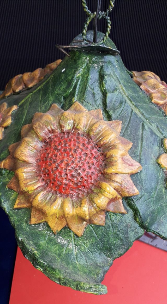 Lampadario in Ceramica Vintage dipinto a Mano