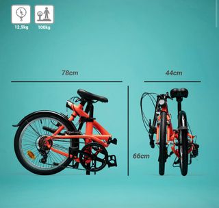 Bicicleta plegable de aluminio oxylane 500 naranja