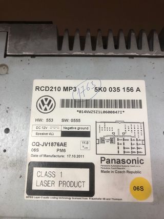 Rcd210mp3 sistema de audio cd volkswagen golf 