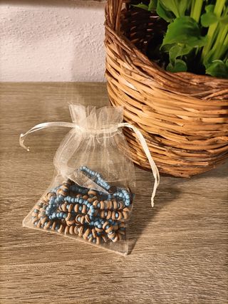 set collane perline e legno celesti