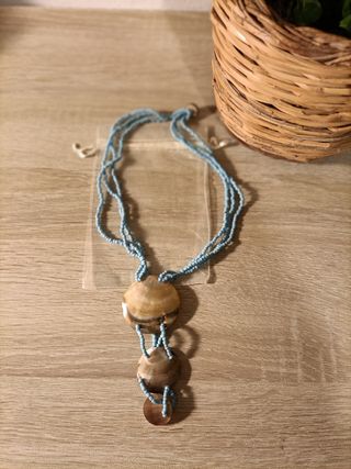 set collane perline e legno celesti